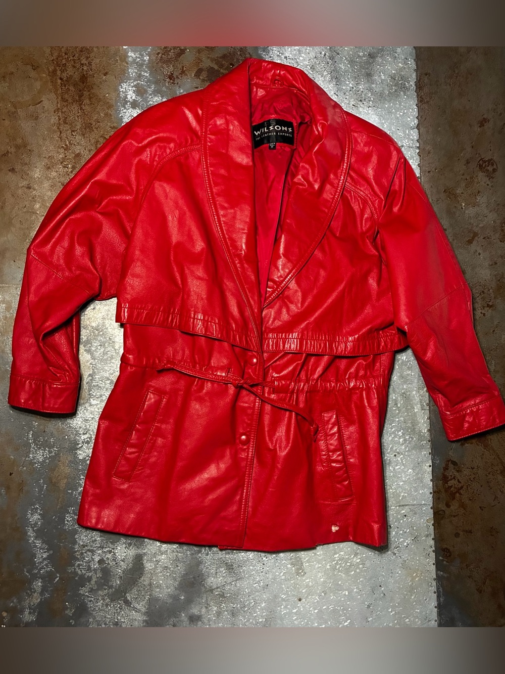 Vintage Wilsons Red Leather Jacket Women’s Medium Y2K Statement Coat